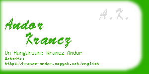 andor krancz business card